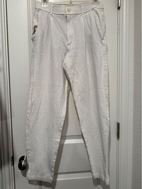 Zara Women's White Textured High-Waisted Pants Size S